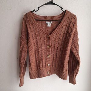 Cupcakes and Cashmere Cardigan Button Down Sweater Brown Color Womens Medium